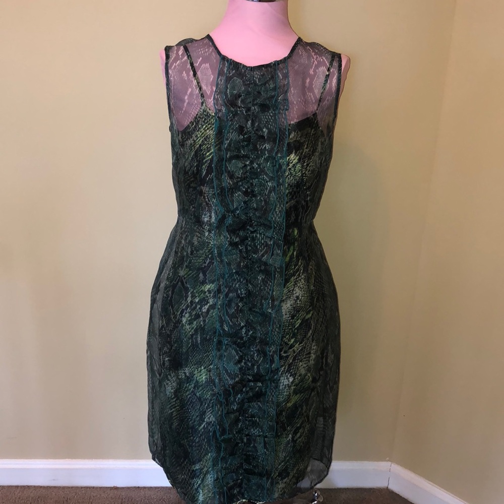 Beautiful Green Python Sheer Dress With Slip! - image 1